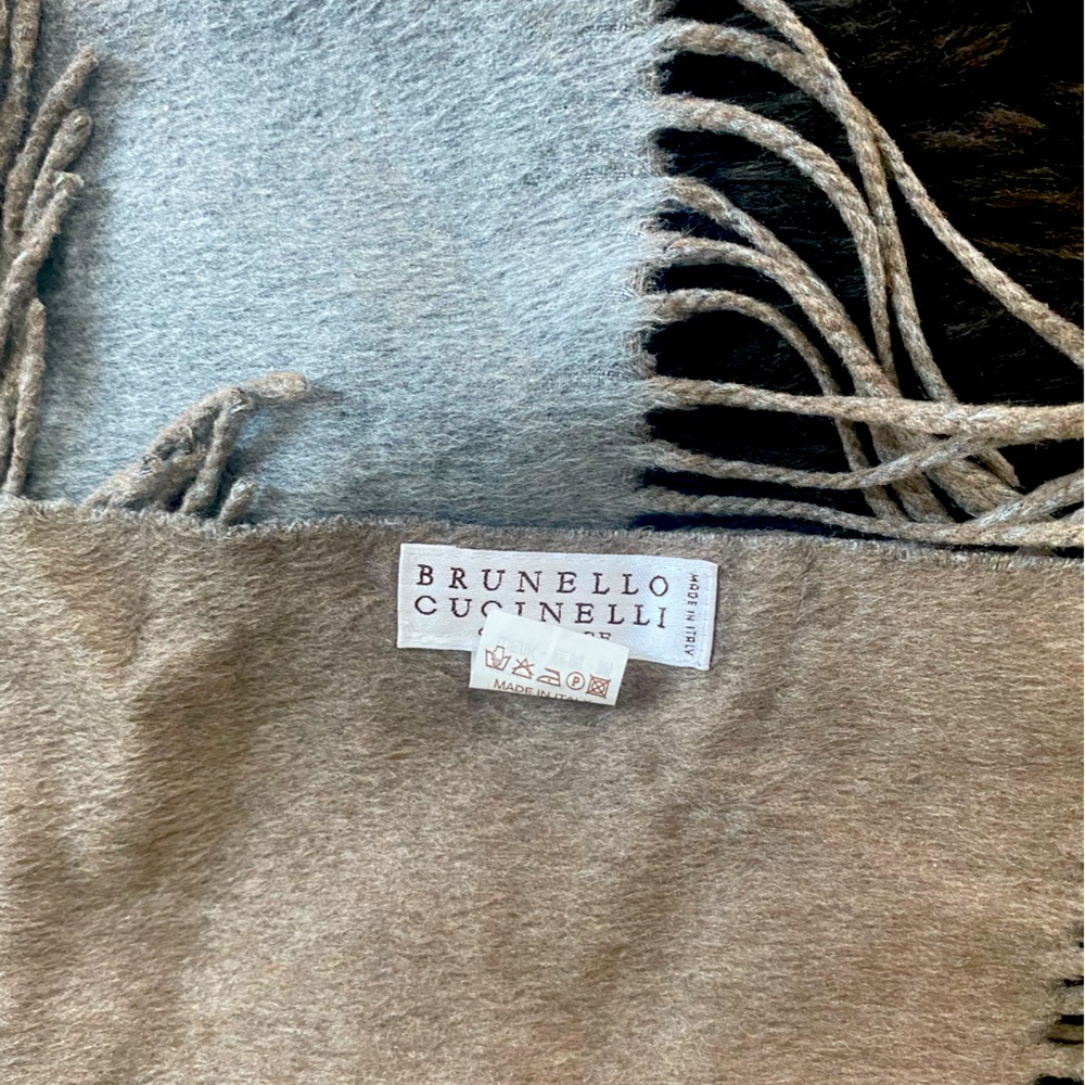 Brunello Cucinelli silk two-tone throw blanket